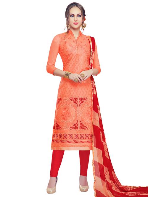 embroidered unstitched churidaar suit - 15526898 - Very Small Image - 1