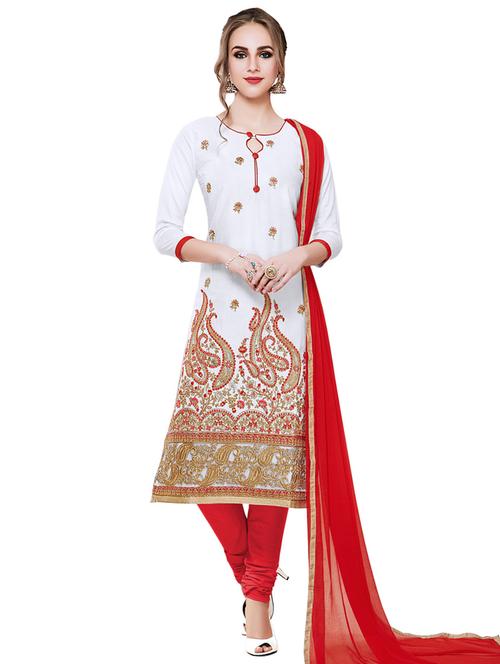 embroidered unstitched churidaar suit - 15526902 - Very Small Image - 1