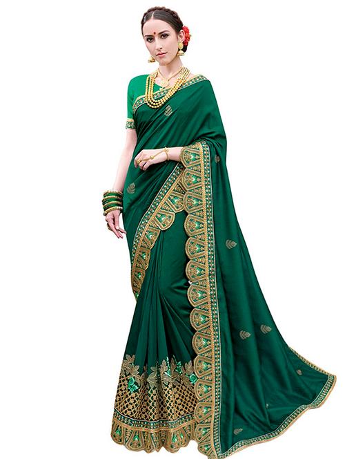zari bordered embroidered saree with blouse - 15527451 - Very Small Image - 1
