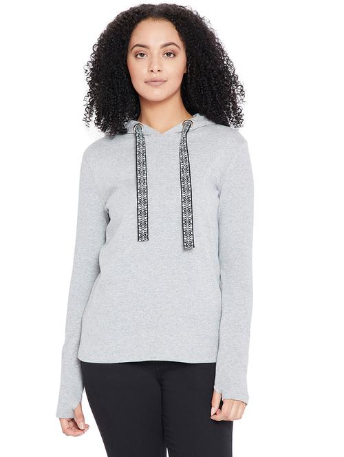 hooded neck melange sweatshirt - 15527835 - Very Small Image - 1