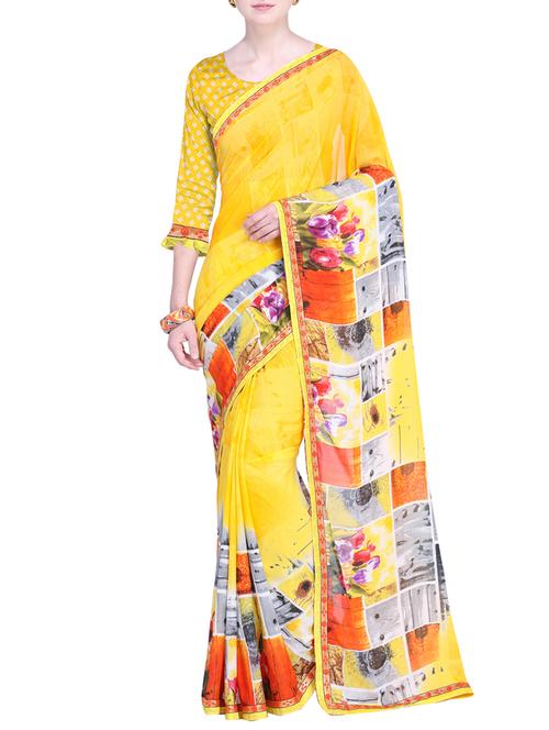 digital printed saree with blouse - 15528214 - Very Small Image - 1