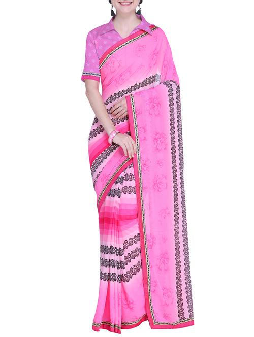 floral printed saree with blouse - 15528251 - Very Small Image - 1