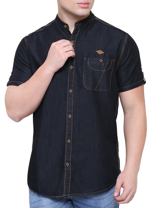 black denim casual shirt - 15528659 - Very Small Image - 1