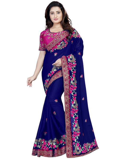 ditsy floral embroidered saree with blouse - 15528911 - Very Small Image - 1