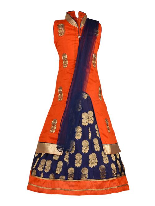orange cotton lehenga choli - 15528956 - Very Small Image - 1
