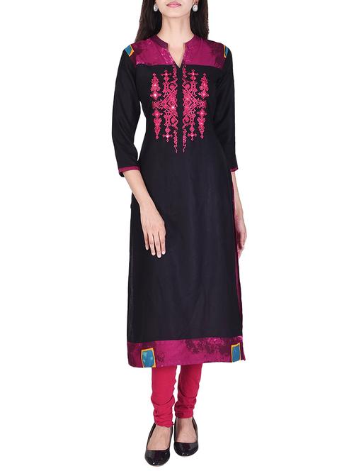 embroidered straight kurta - 15529335 - Very Small Image - 1