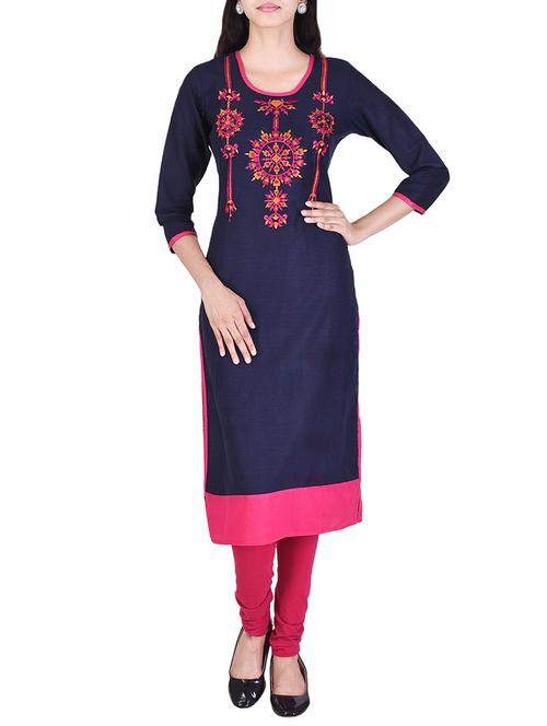 straight embroidered kurta - 15529399 - Very Small Image - 1