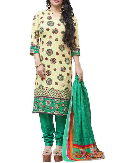 printed unstitched churidaar suit - 15529926 - Very Small Image - 1