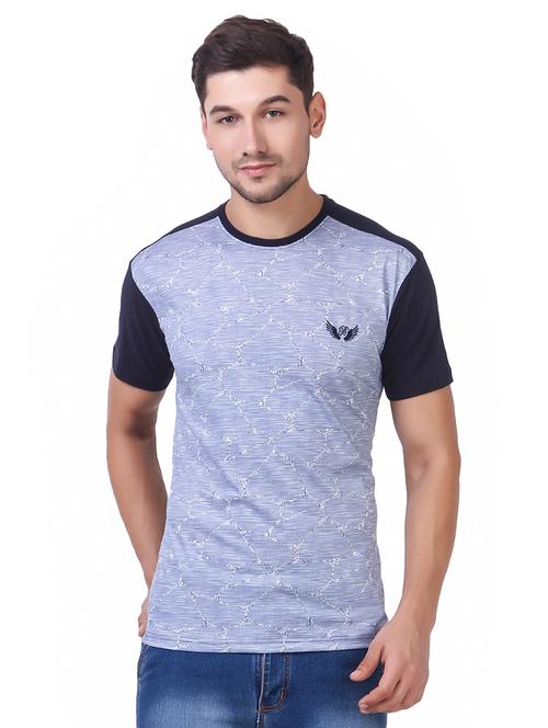 light blue cotton front print tshirt - 15531208 - Very Small Image - 1