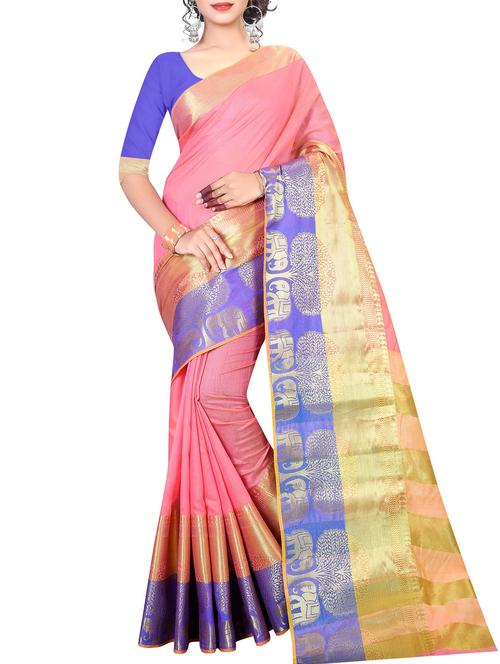 conversational zari border saree with blouse - 15532676 - Very Small Image - 1