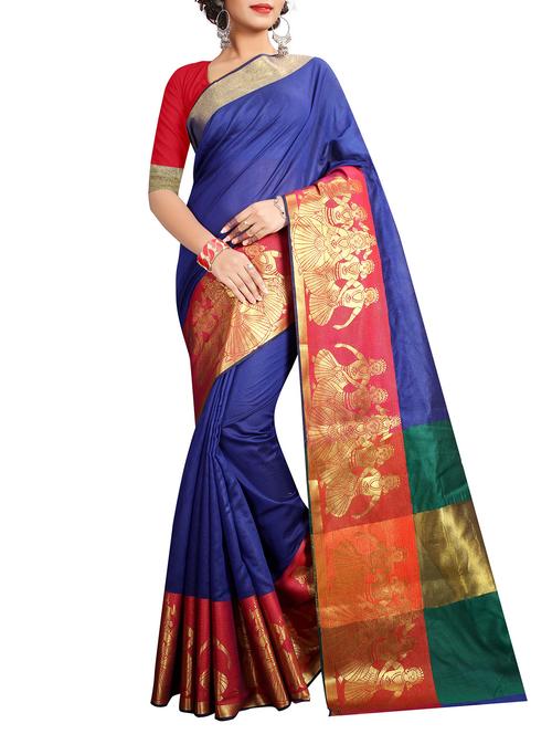 conversational zari border saree with blouse - 15532679 - Very Small Image - 1