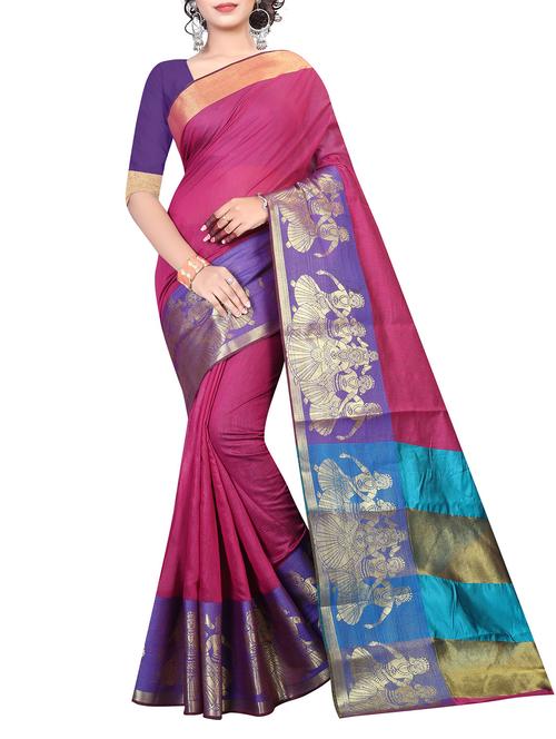 conversational zari border saree with blouse - 15532680 - Very Small Image - 1