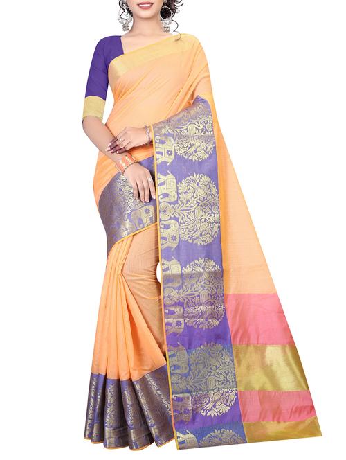 conversational zari border saree with blouse - 15532687 - Very Small Image - 1