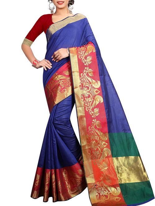 conversational zari border saree with blouse - 15532706 - Very Small Image - 1