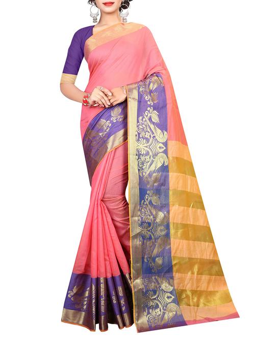 conversational zari border saree with blouse - 15532711 - Very Small Image - 1