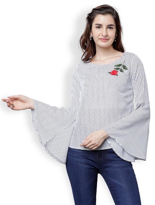 rose embroidered bell sleeved top - 15533110 - Very Small Image - 1