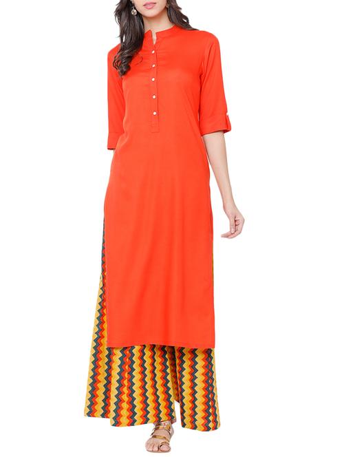 tangerine straight kurta - 15533276 - Very Small Image - 1