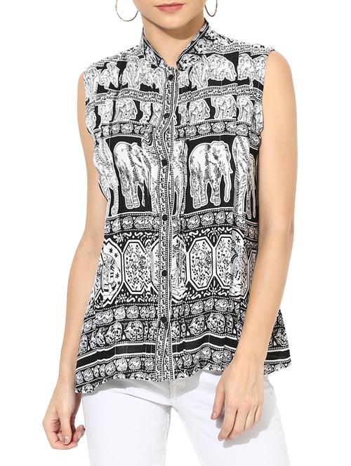 pleated ethnic print top - 15533410 - Very Small Image - 1