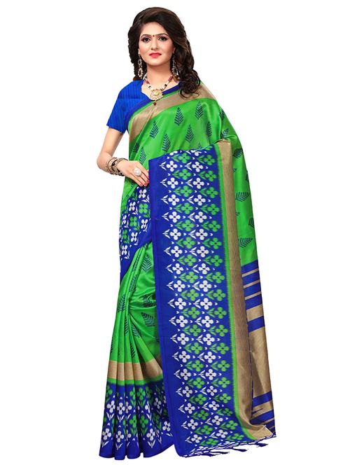 contrast border printed saree with blouse - 15533563 - Very Small Image - 1