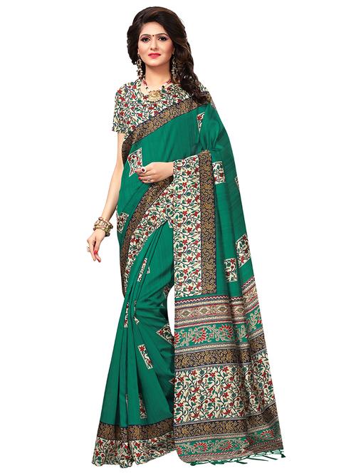 contrast border printed saree with blouse - 15533575 - Very Small Image - 1