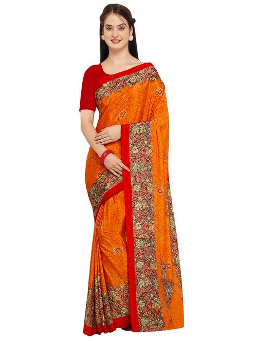 contrast border printed saree with blouse - 15533587 - Very Small Image - 1