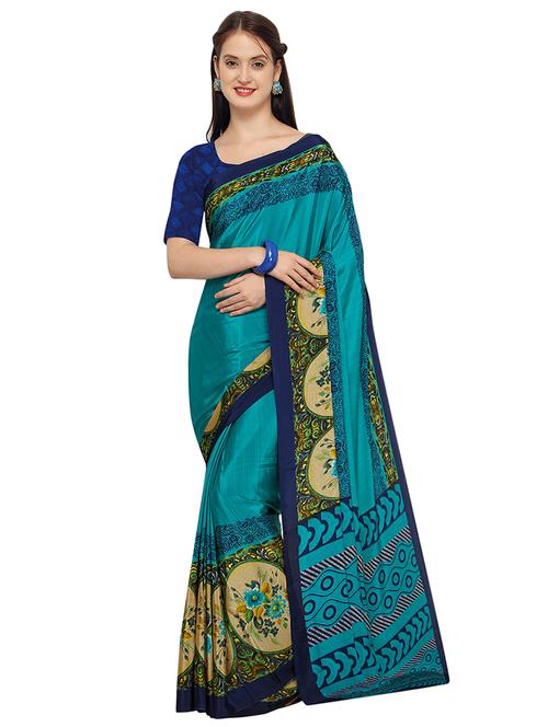 floral border printed saree with blouse - 15533593 - Very Small Image - 1