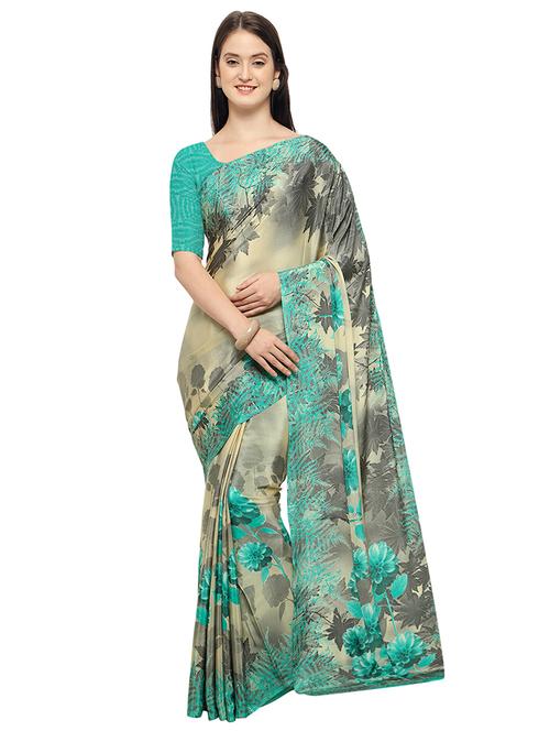 floral border printed saree with blouse - 15533600 - Very Small Image - 1
