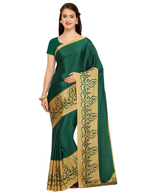 contrast border printed saree with blouse - 15533604 - Very Small Image - 1