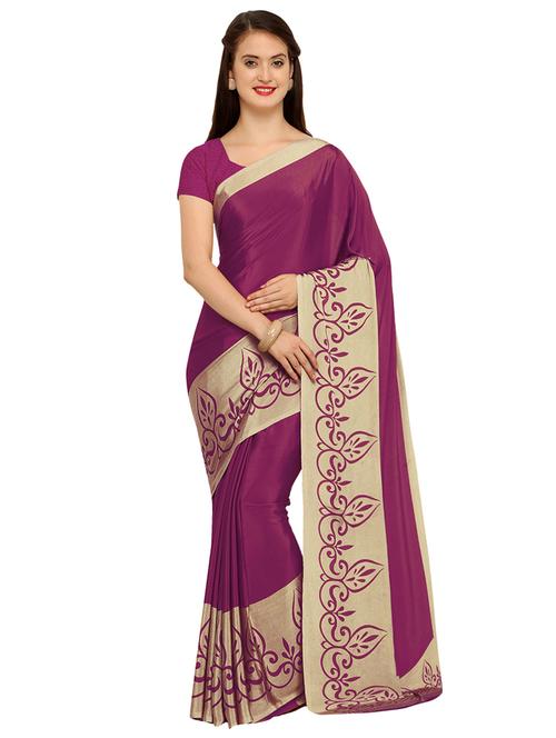 contrast border printed saree with blouse - 15533606 - Very Small Image - 1