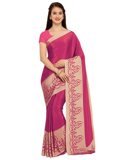 contrast border printed saree with blouse - 15533607 - Very Small Image - 1