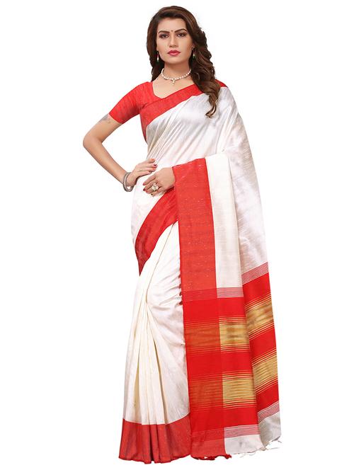 contrast bordered saree with blouse - 15533614 - Very Small Image - 1