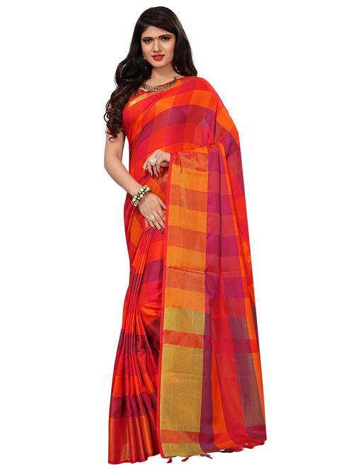 checkered printed maheshwari saree with blouse - 15533646 - Very Small Image - 1