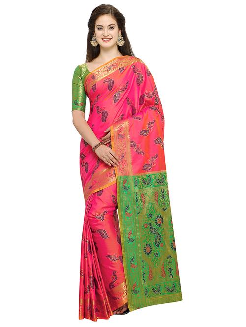 conversational banarasi saree with blouse - 15533649 - Very Small Image - 1