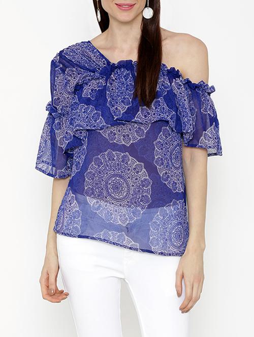 frill detail single shoulder top - 15534339 - Very Small Image - 1