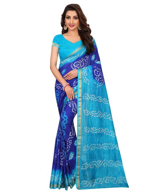 zari bordered bandhani saree with blouse - 15534383 - Very Small Image - 1