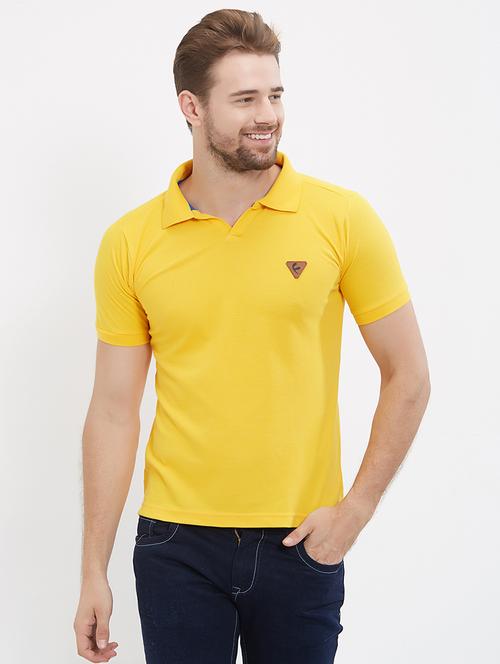 yellow cotton collared t-shirt - 15534939 - Very Small Image - 1