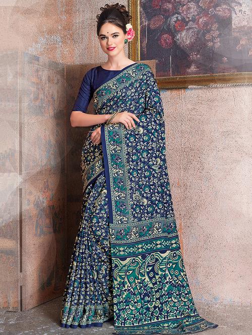 overall printed saree with blouse - 15534950 - Very Small Image - 1