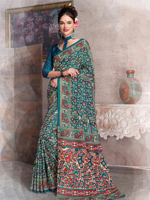 overall printed saree with blouse - 15534951 - Very Small Image - 1