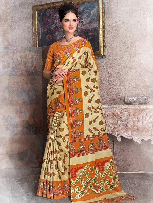 conversational printed saree with blouse - 15534957 - Very Small Image - 1