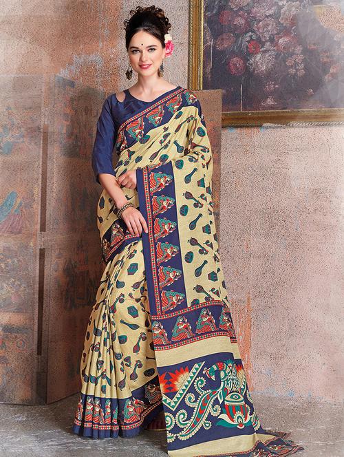 conversational printed saree with blouse - 15534958 - Very Small Image - 1