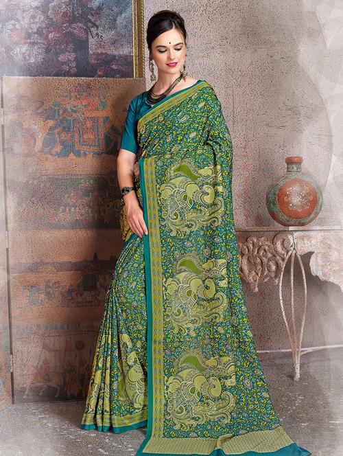allover printed saree with blouse - 15534963 - Very Small Image - 1