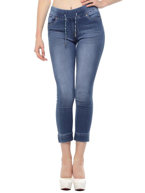 draw string waist cropped jeans - 15535242 - Very Small Image - 1