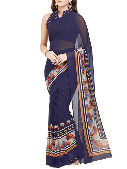 floral printed border saree with blouse - 15535410 - Very Small Image - 1