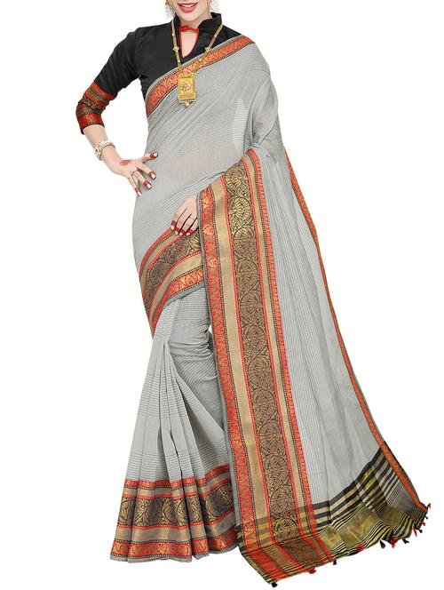 zari bordered saree with blouse - 15535465 - Very Small Image - 1