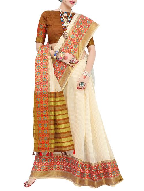 zari bordered saree with blouse - 15535469 - Very Small Image - 1
