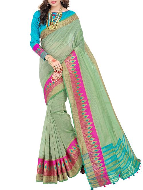 zari bordered saree with blouse - 15535473 - Very Small Image - 1