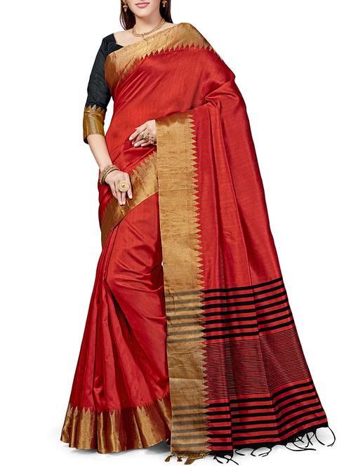zari border chanderi saree with blouse - 15535545 - Very Small Image - 1