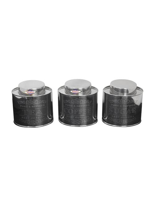 hazel tea coffee sugar oval crome containers, 700 ml, stainless steel,silver, 3 pc set - 15536179 - Very Small Image - 1