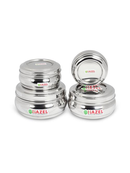 hazel stainless steel kitchen storage containers, 250 ml to 1000 ml, sliver, set of 4 - 15536214 - Very Small Image - 1