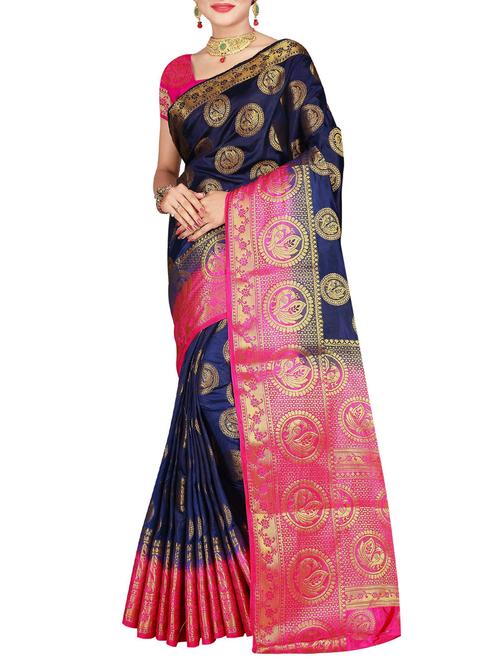 conversational zari motif banarasi saree - 15536842 - Very Small Image - 1